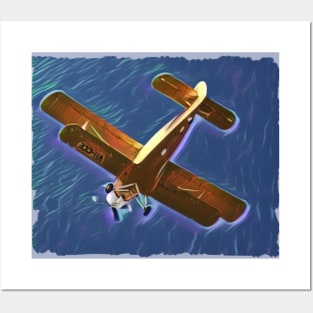 Double-wing plane in flight Posters and Art